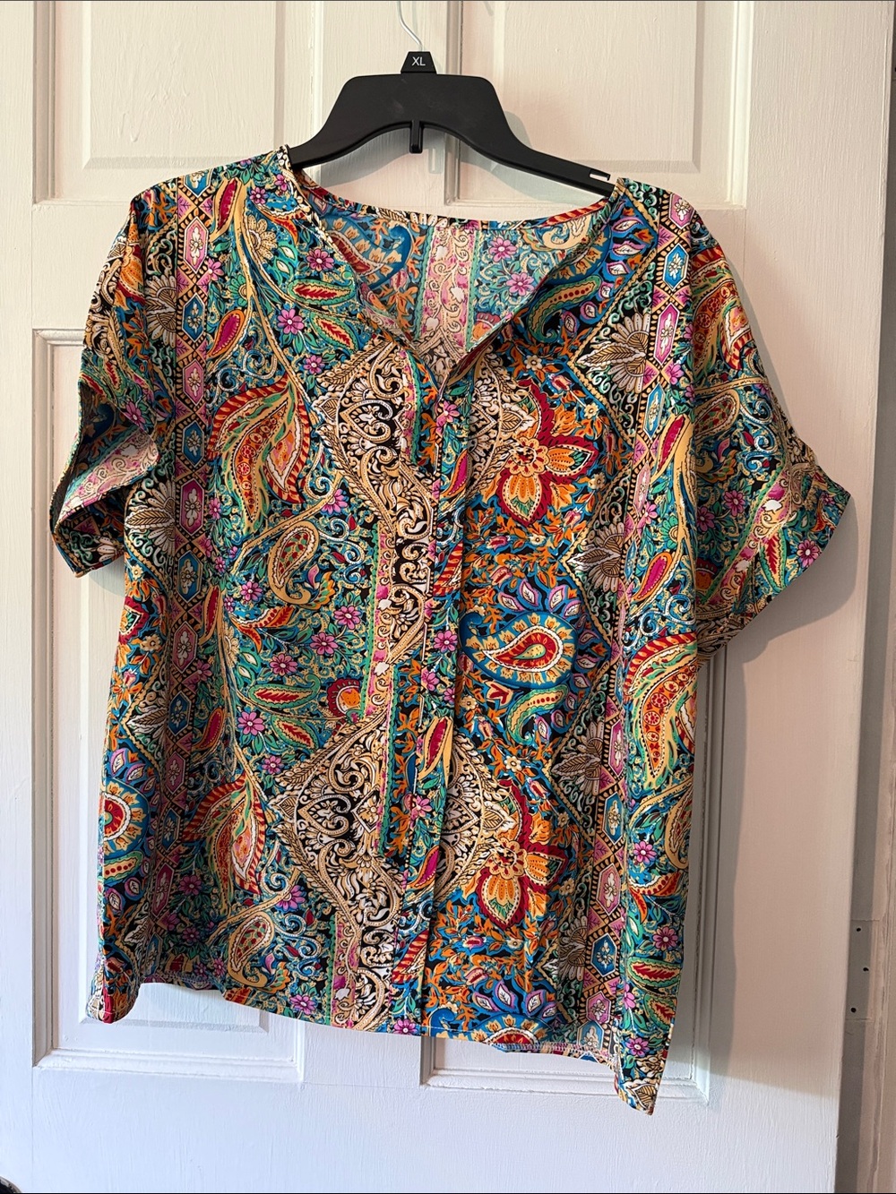 SHEIN Multicolor Paisley Button-Front Blouse